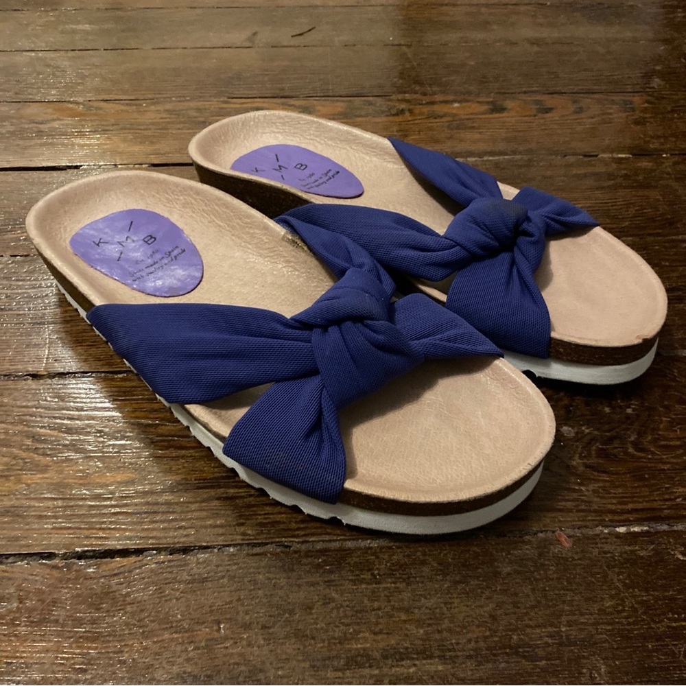 KMB Flat Sandals Blue Knotted Strap Size 37